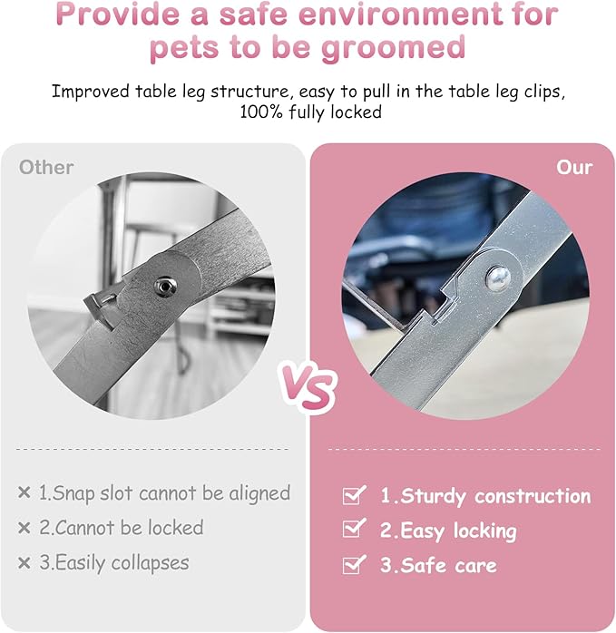 APRILSOUL 36 Inch Pet Grooming Table for Small Dogs,Adjustable Height,Foldable,Anti-Slip Surface,with Arms, Nooses, Mesh Tray