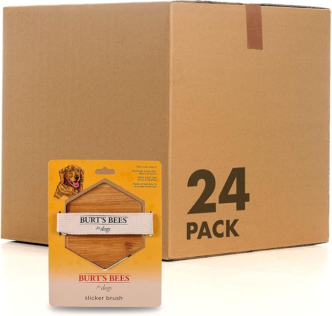 Burt's Bees for Pets Dog Brush, Hair Brush for Dogs, 24 Count, Reduces Shedding, Easy to Hold, Ideal for Daily Grooming, Ergonomic Design, Bamboo & Recycled Materials, Best for All Hair Types
