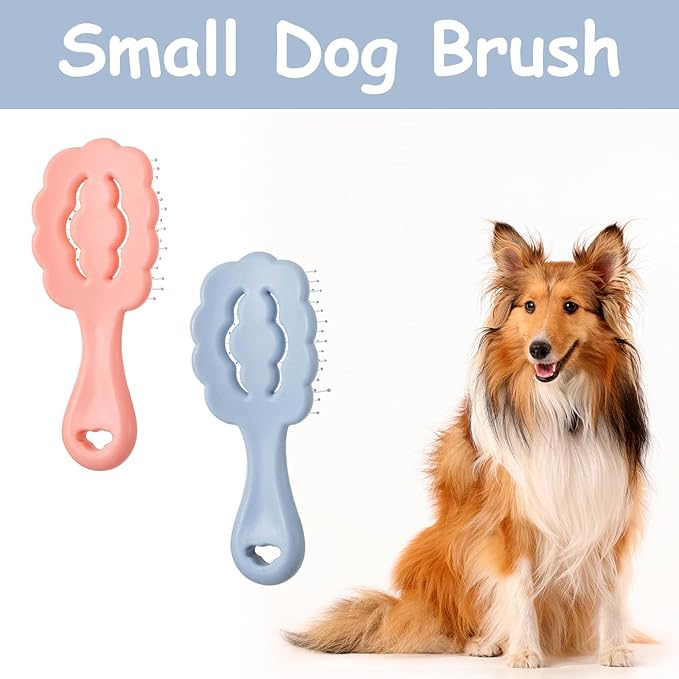 Cloud Shape Small Dog Grooming Brush 2 Pcs Puppy Brush for Small Dogs Suitable for Yorkshire Terrier Shih Tzu Maltese(Blue,Pink)