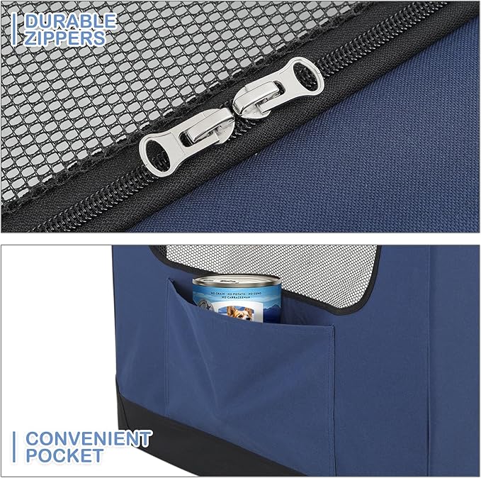 MoNiBloom 41 Inch Dog Crate for Large Dogs, 3-Door Collapsible Dog Crate Foldable Pet Kennel with Durable Mesh Windows for Indoor Outdoor Used