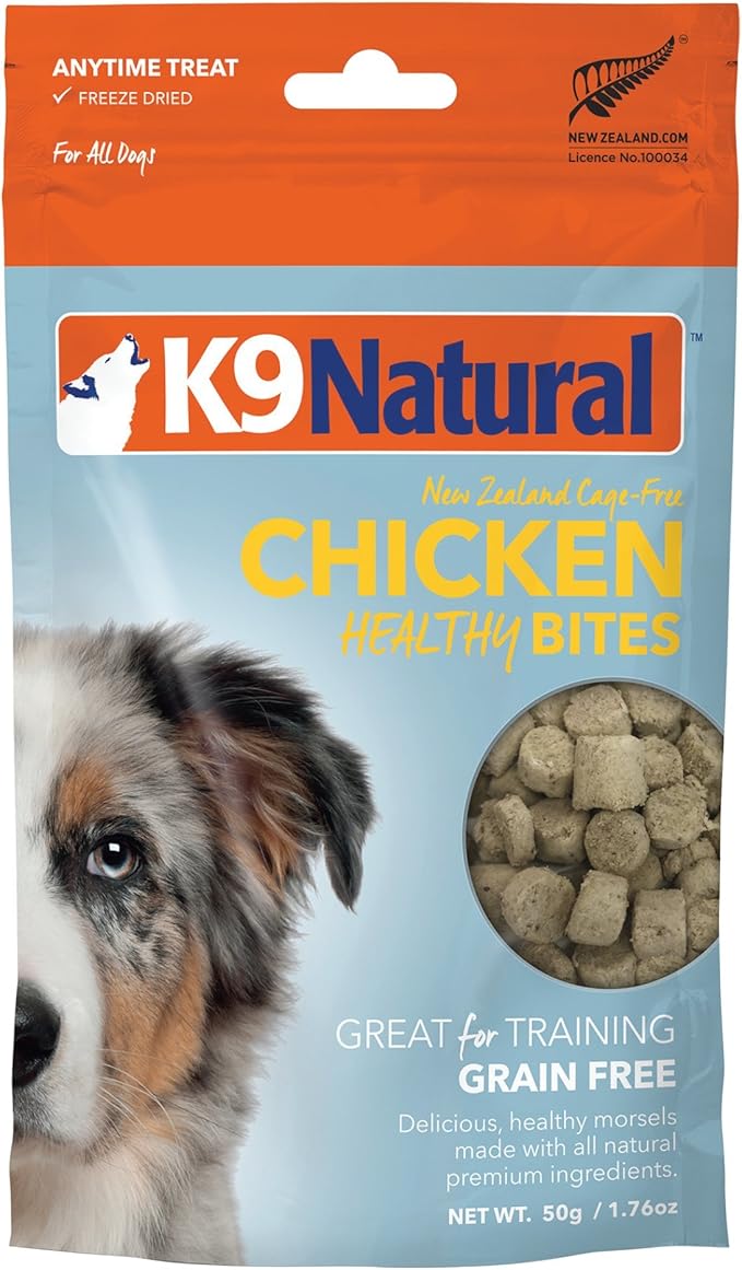 K9 Natural - Grain Free Freeze Dried Dog Treats - Chicken Bites, 1.76oz
