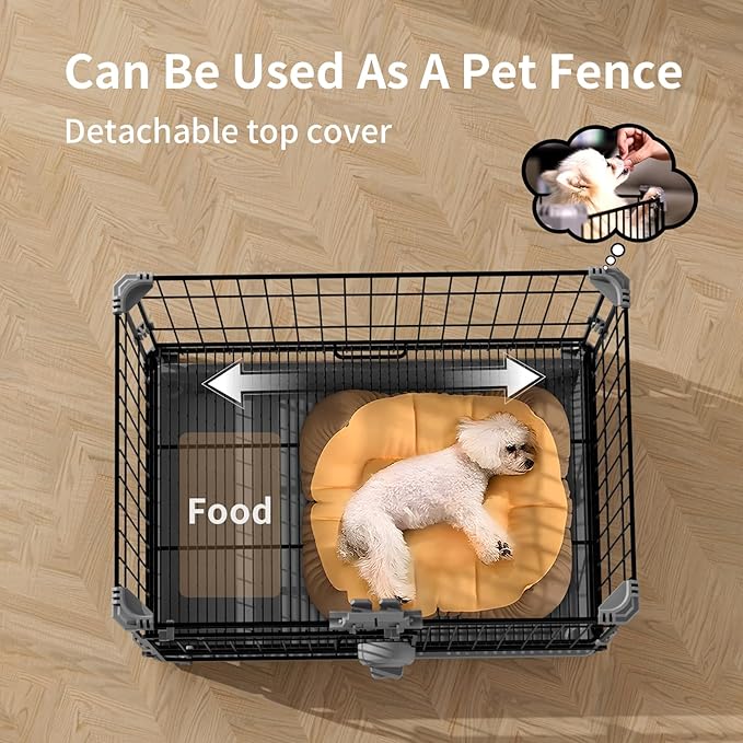 Dog Crate for Small Dogs Under 25lbs,24 inch Black Thick Metal Dog Kennel Indoor Wire Cage with Double Door and Removable Tray for Pets,Puppy