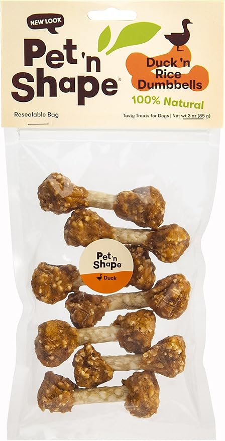 Pet 'n Shape Duck 'n Rice Dumbbells Dog Treats - 3 Ounce