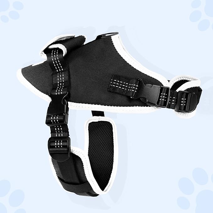 Reflective Tactical Vest Harness, Heavy-Duty for Large Dogs, Adjustable with Handle, Ideal for Training, Hunting, Walking - Black, Large.