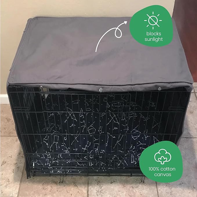 Molly Mutt I'm a Realist Dog Crate Cover, 100% Cotton Canvas Cover with 2 Roll-Up Panels, Ideal for Dog or Cat Crate, Durable, Washable, and Free of Harmful Chemicals, 54" x 37" x 45"