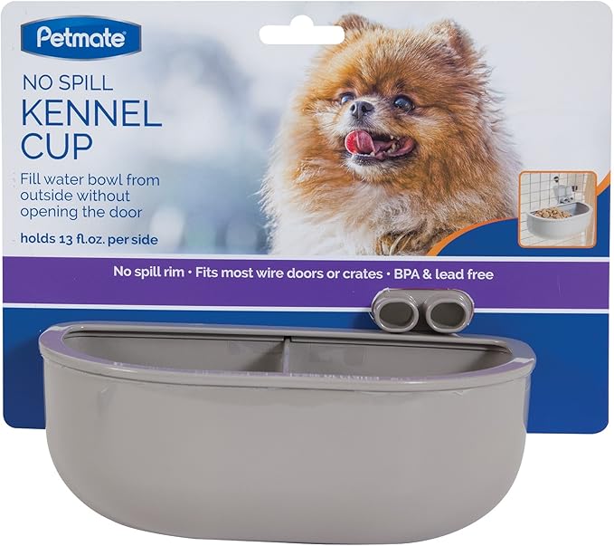Petmate Double Diner Kennel Bowl, Gray, Small