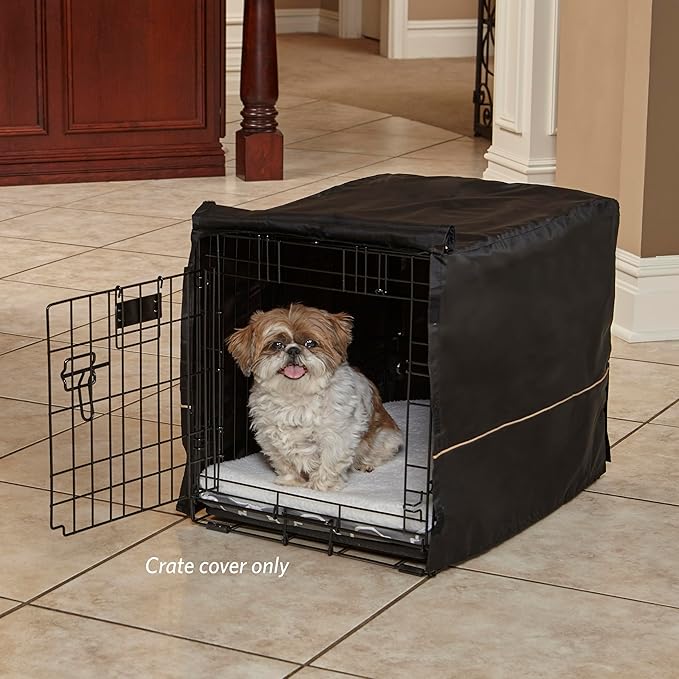 MidWest Homes for Pets Dog Crate Cover, Privacy Dog Crate Cover Fits Midwest Dog Crates, Crate Cover Only, Machine Wash & Dry, Black, 24-Inch