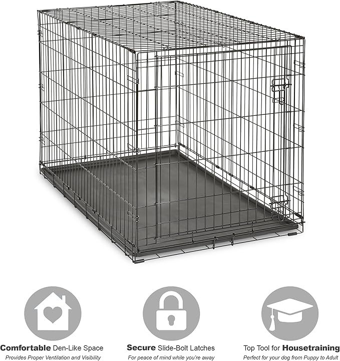 New World Newly Enhanced Single Door New World Dog Crate, Includes Leak-Proof Pan, Floor Protecting Feet, & New Patented Features, 48 Inch