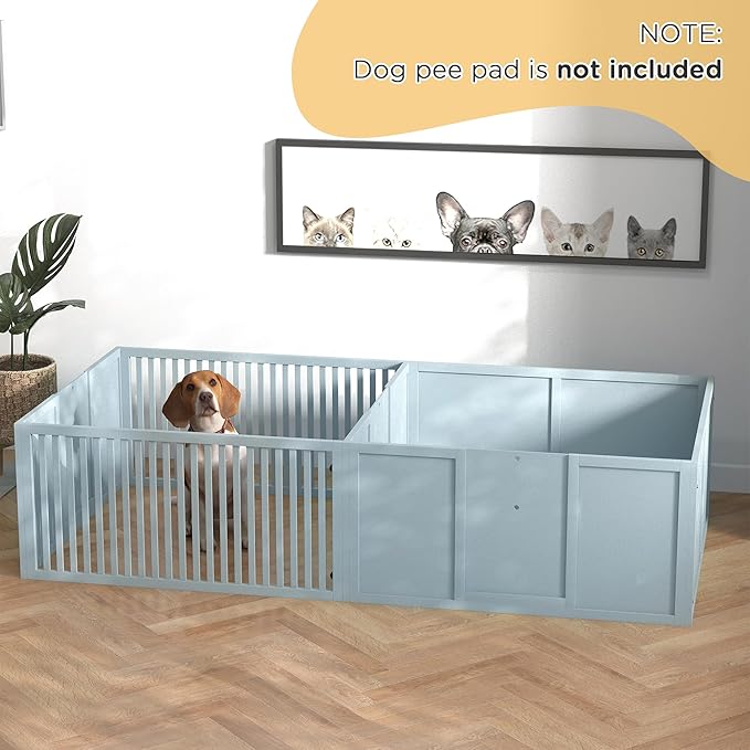 PawHut Whelping Box for Dogs Built for Mother's Comfort, Dog Whelping Pen with Removable Doors, Puppy Playpen for Indoors, Newborn Puppy Supplies & Essentials, 81" x 39" x 20", Gray