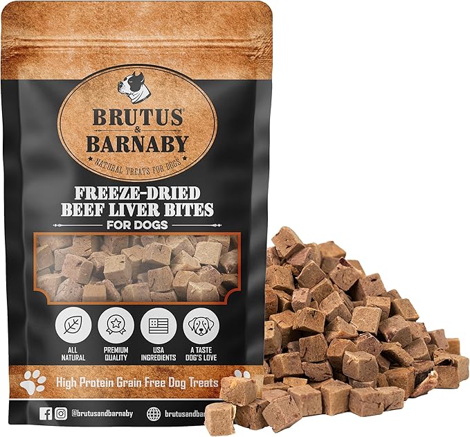 Freeze Dried Dog Treats, Beef Liver - All Natural - Healthy, Grain Free, Single Ingredient Dog Treat Liver Treats for Dogs - Beef Liver Dog Treats That Are Small Bites Perfect For Dog Training Treats