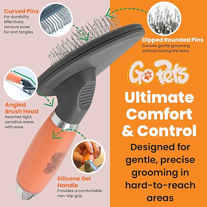 GoPets Small Pin Slicker Brush, Soft Dematting & Grooming Brush for Short & Long-Haired Dogs, Detangler & Shedding, Professional Grooming, Perfect for Small & Large Dogs, Cats & Rabbits