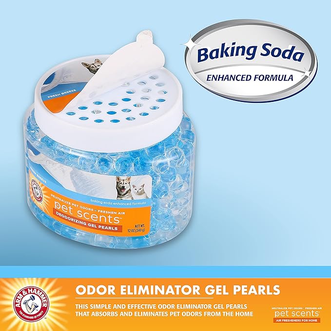 Arm & Hammer for Pets Air Care Pet Scents Deodorizing Gel Beads in Fresh Breeze | 12 oz Pet Odor Neutralizing Gel Beads with Baking Soda | Air Freshener Beads for Pet Odor Elimination (FF12689)