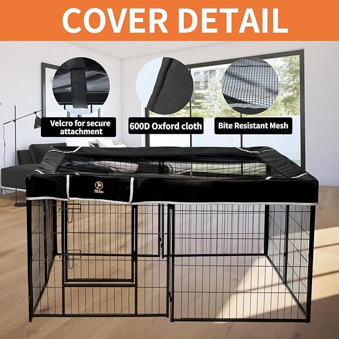 PJYuCien Square Top Cover - Fits 8 Panels 24 Inch Width Metal Dog Fence Dog Playpen (Note: Only PlayPen Top Cover, NO PLAYPEN!!!)…
