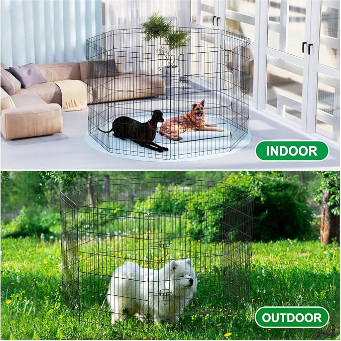 Pet Playpen Dog Pen Foldable Dog Exercise Fence 8 Panels 36 Inch Kennels Pet Playpen Options Ideal for Pet Medium Animals Outdoor Indoor