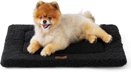 Bedsure Washable Dog Crate Bed for Small Dogs, Reversible Foam Floor Dog Mat, Lightweight Travel Flat Pet Beds for Indoor & Outdoor Dogs (24" x 18", Black)