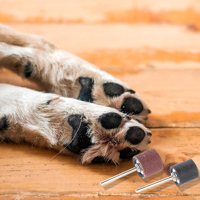 34pcs Dog Nail Grinder Pet Nail Grinder for Dogs Replacement Kit Sanding Drum Set with Grit Sanding Bands Pet Nail Smoother Dog Claw Care Rotary Tool Kit Dog Claw Trimmer Tools (120 Grit +80 Grit)