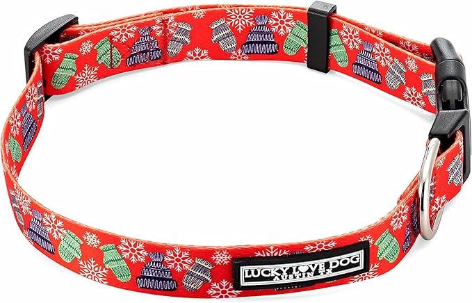 Lucky Love Dog, Winter Stocking Caps and Mittens Dog Collar, Snowflakes Collar for Male and Female Dogs - (Extra Small, Chilly Collar)