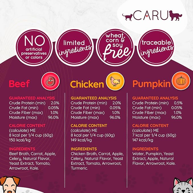 Caru Daily Dish Broth for Dogs & Cats - Pumpkin - Pack of 12