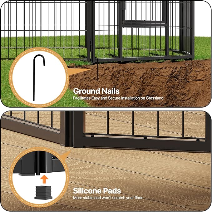 MoNiBloom Dog Playpen Outdoor, 32" Height 10 Panels Heavy Duty Metal Dogs Pen for Medium/Small Animals Pet Exercise Pen for RV Camping Yard