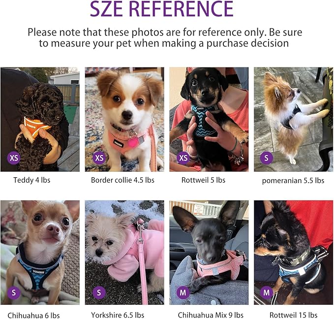 Dog Harness for Small Dogs, Small Dog Harness and Leash Set, Honeycomb Grid, Reflective Lightweight Harness & Anti-Twist Pet Lead,Dog Harness(Multi Color, Size: XS-S-M) (XS, Purple)