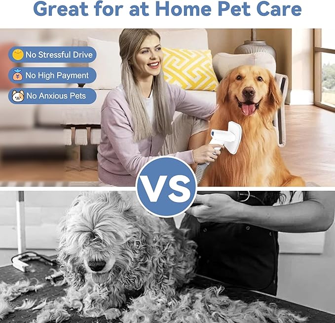 6-in-1 Pet Grooming Kit with Vacuum Brush | Low Noise Deshedding Tool, Dog Hair Clippers & Scissors | Shedding Control for Dogs Cats Clean up
