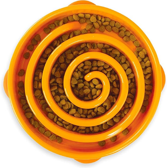 Outward Hound Fun Feeder Slo Bowl, Large Slow Feeder Dog Bowl, 4 Cups, Orange