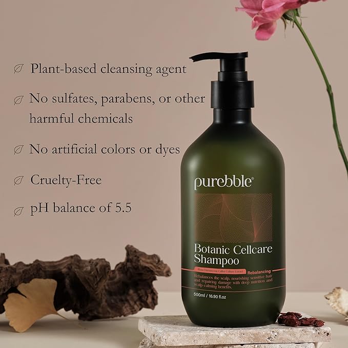 Rebalancing Botanic Cellcare Shampoo 500ml, 16.90 fl oz | Sulfate-Free, Paraben-Free and Color-Safe | pH Balancing