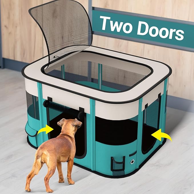 NOCOEX Foldable Playpen for Dogs & Cats, Portable Dog Crates Pet Kennel Tent Fence, Puppy playpen Indoor, Outdoor Travel Use Camping with Carrying Case for Small Medium Dogs,Cats,Animals,Rabbits
