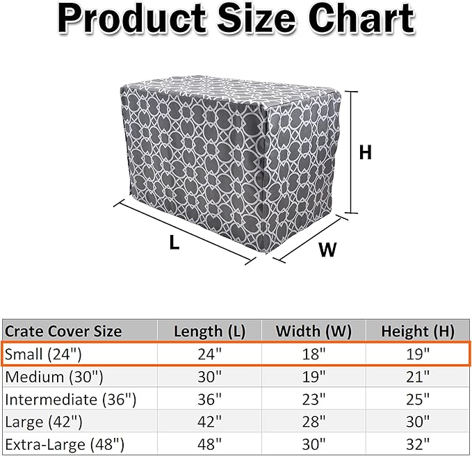 Dog Crate Cover 24 Inch | Pet Kennel Cover Fits Most Standard 1 to 3-Door Wire Dog Crates | Liquid Repel, Wrinkle Less, Machine Wash & Dry | Stylish Fabric Pattern for Home Decor