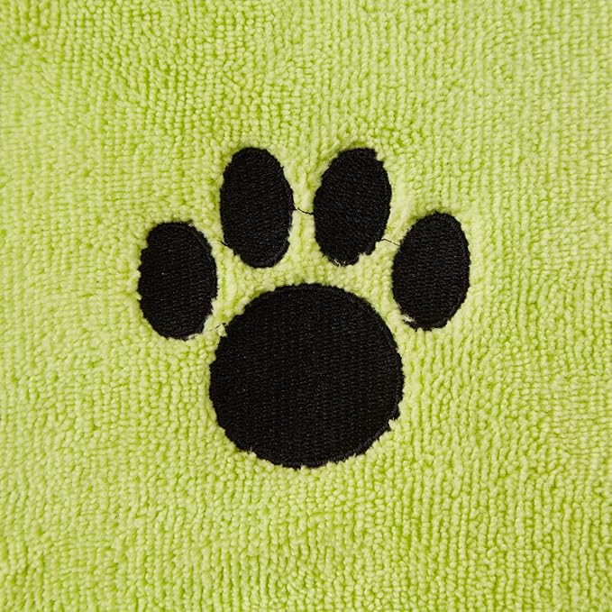 Bone Dry Pet Grooming Microfiber Towel, Embroidered Collection, X-Large,41x23.5, Lettuce Green