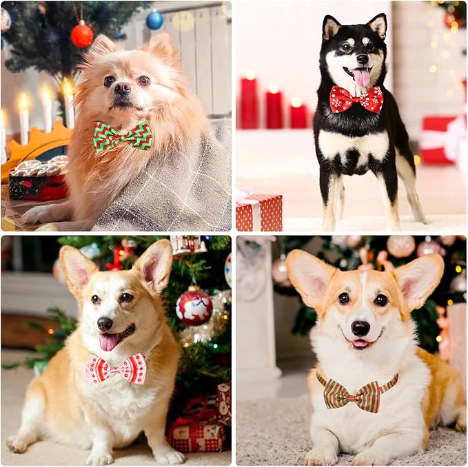 Segarty Dog Bows, 10 PCS Dog Bow Ties, Adjustable Bowties Collar Bowknot, Bulk Pet Dog Grooming Neck Bow for Small Medium Girl Dogs Puppy Cats Christmas New Year Halloween Wedding Holiday Photography