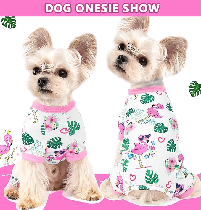 Dog Pajamas Summer Dog Clothes for Small Medium Dogs Boy Girl Pet Pjs Cute Doggie Onesie Breathable Puppy Clothes Soft Stretchy Cat Pet Outfit (Pink, X-Large)