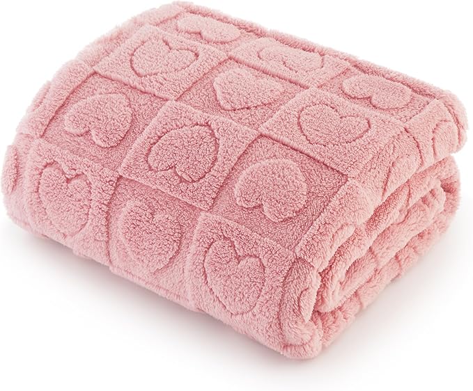 Bedsure Dog Blanket for Medium Dogs Washable - Soft Fluffy Puppy Blanket with Premium 300GSM Coral Fleece, Cozy Calming Cat Blankets for Indoor Cats, Fuzzy Pet Blanket for Kitten Doggy, Pink, 30x40IN