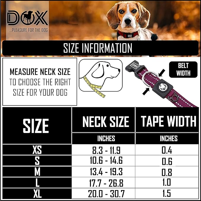 DDOXX Reflective Nylon Dog Collar, S (Purple) - Adjustable, Strong and Comfortable Collar for Dogs with Quick Release Buckle, Durable and Visible for Safety - Dog Leash Ideal for Training and Walks