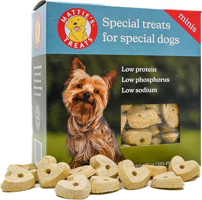 Mattie's Treats: 10oz Box, Mini Treats; Low Protein, Low Phosphorus, Low Sodium Dog Treats