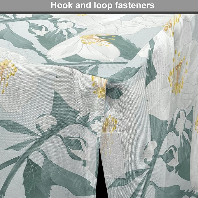 Lunarable Jasmine Dog Crate Cover, Delicate Pointy Petals Flower in Muted Tones, Easy to Use Pet Kennel Cover for Medium Large Dogs, 36 Inch, Pale Teal Pale Blue