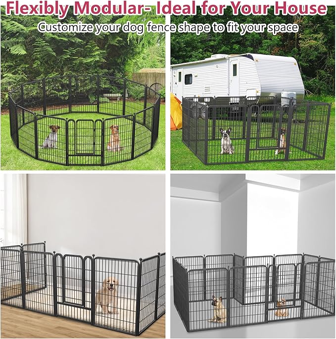 Dog Playpen 40" Height 10 Panels Puppy Playpen Indoor Portable Dog Fence Outdoor for Yard Indoor Dog Pen for Medium/Small Dogs, Heavy Duty Pet Pen for RV, Camping, Yard