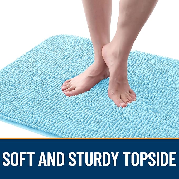 OLANLY Dog Door Mat for Muddy Paws 48x30, Absorbs Moisture and Dirt, Absorbent Non-Slip Washable Mat, Quick Dry Chenille, Mud Mat for Dogs, Entry Indoor Door Mat for Inside Floor, Blue