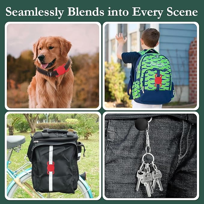 Smart Dog Tracker, Pet Tracker for Dogs and Cats, MFi Certificated Tracking Device with Collar Holder, Smart Bluetooth Tracker, No Monthly Fee, Works with Find My, Not GPS Tracker (iOS Only) - Red