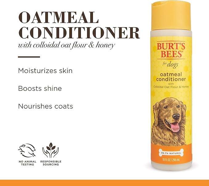 Burt's Bees for Pets Oatmeal Dog Conditioner with Colloidal Oat Flour and Honey, 95% Natural Origin Formulas, Gentle Dog Conditioner, Best Dog Conditioner for Itchy Dogs, 10 oz