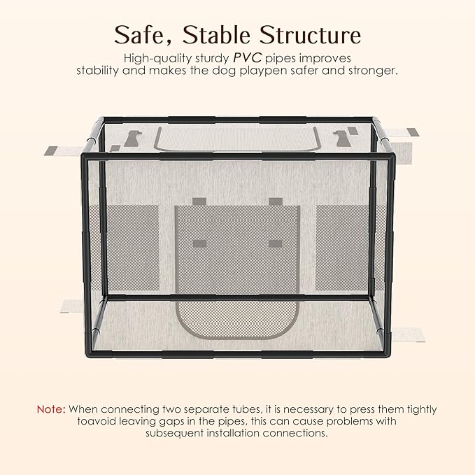 Dog Playpen, Portable Pet Playpen, Oxford Fabric Puppy Playpen, Breathable Dog Pen for Puppy, Kitten, Rabbit, Tent Crates Cage for Indoor/Outdoor, Top and Bottom with Zipper (S Grey)