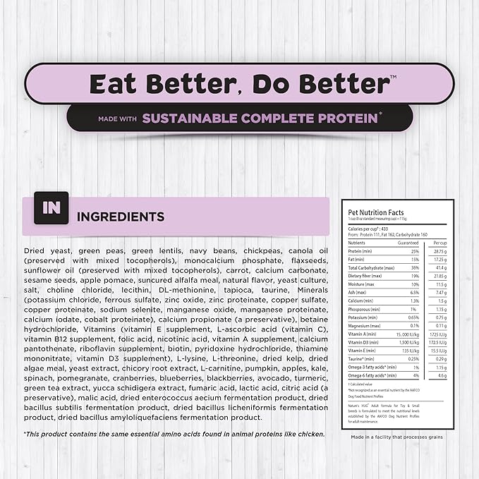 Nature's HUG Dry Dog Food, for Adult-Medium & Large Breeds, 20 lb. Chicken Flavor Plant-Based Protein Vegetarian Kibble, Grain-Free, Allergen-Free, Complete Protein & Balanced Nutrition