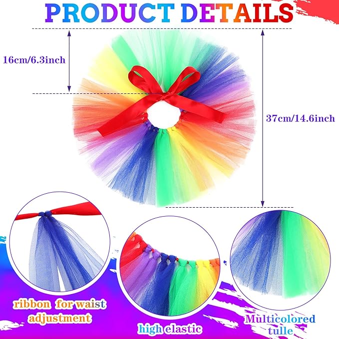 Amylove Dog Rainbow Bandana 3 Pcs Gay Pride Pet Costume Set Includes Bowknot Rainbow Headband Handkerchief and Cute Dog Tutu Pride Accessories for Small Medium Pets Dress Party