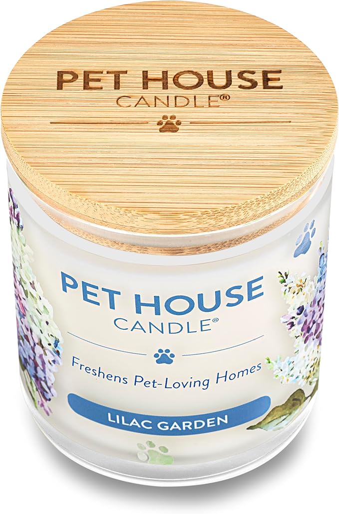 One Fur All Pet House Candle Plant-Based/Soy Candle - Clean Burning Scented Candles, Long Lasting Pet Odor Candle for Home - Lilac Garden