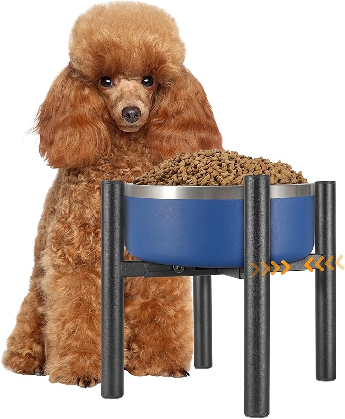 Single Dog Bowl Stand Raise 8" Tall - Without Bowls, Adjustable Wide 6-10" Lifted Pet Food Table,Dog Bowl Holder Elevated for Medium Small Dogs Breed (Anti-Slip)