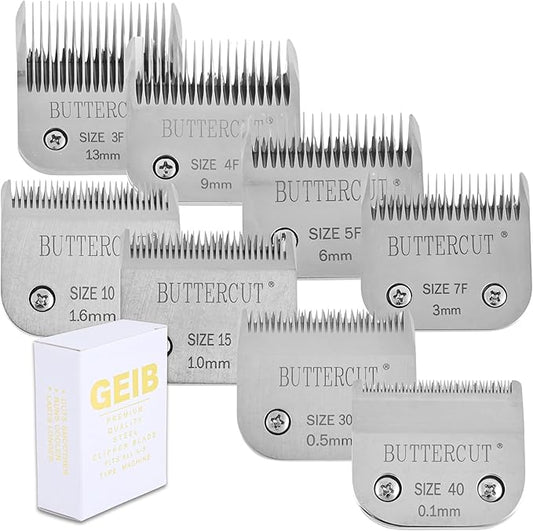 Geib Buttercut 8 Pack Dog Clipper Blades – Grooming Kit – Carbonized Steel Construction, Long-Lasting Durable Blades