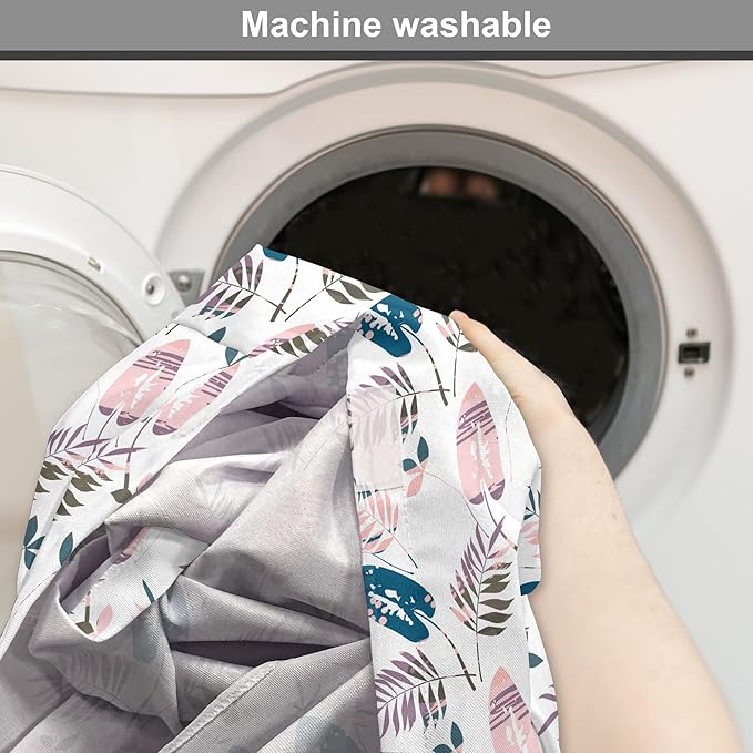 Ambesonne Leaves Dog Crate Cover, Abstract Foliage in Pastel Colors Tropical Jungle Forest Plants with Grunge Effect, Easy to Use Pet Kennel Cover for Medium Large Dogs, 24 Inch, Petrol Blue Baby Pink