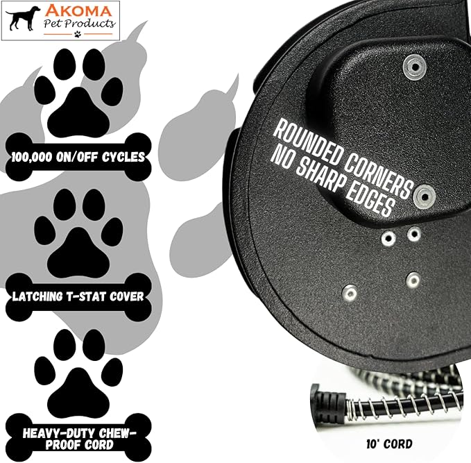 by Akoma Pet Products | 400w Dog House Furnace with 10-Foot Cord | Installs in Minutes | Safe - Dry Heat | Won't Burn Pets