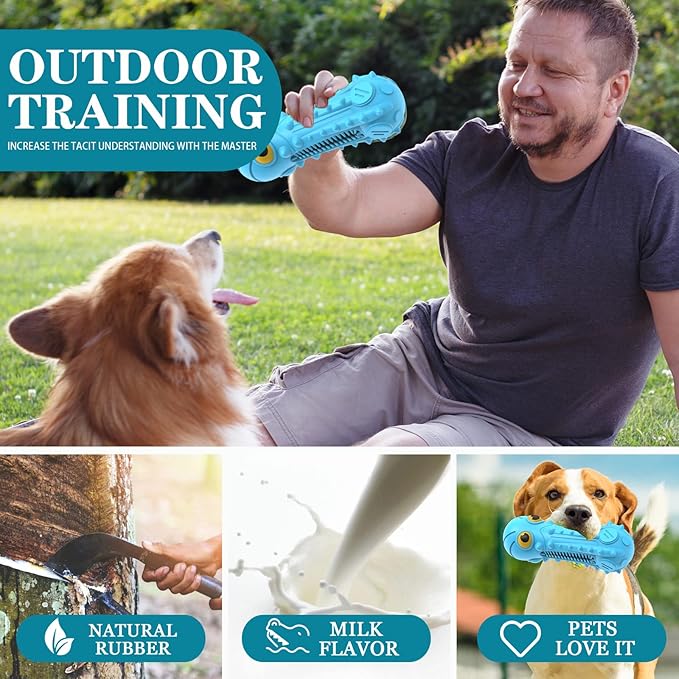 Dog Squeaky Toys for Aggressive Chewers, Durable Dog Chew Toys for Large Medium Breed Dog, Dog Toys, Tough Durable Dogs Toys with Natural Rubber (Bule Octopus, for Larege Dogs)