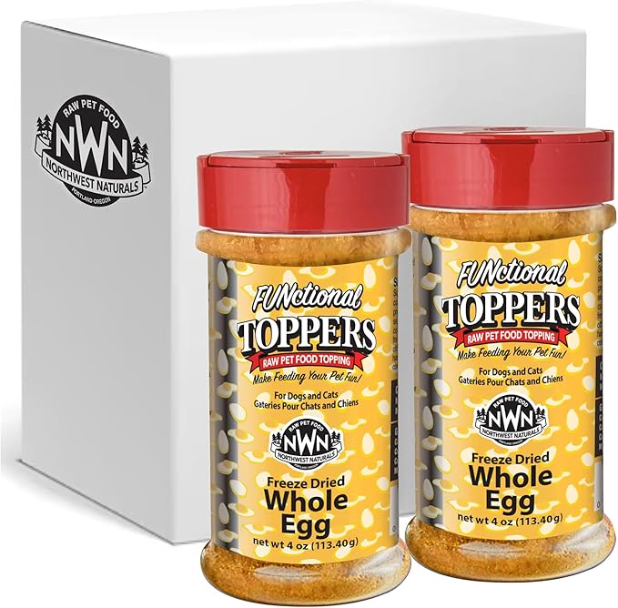 Northwest Naturals Freeze-Dried Whole Chicken Egg Functional Topper - for Dogs & Cats - Healthy, 1 Ingredient, Human Grade Pet Food, All Natural - 4 Oz (Pack of 2)